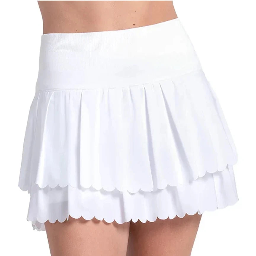 Women's Laser Wave Pleat Tennis Skort,Apparel,Lucky In Love,110 White,XS,Tennis Express,CB821-91E-110