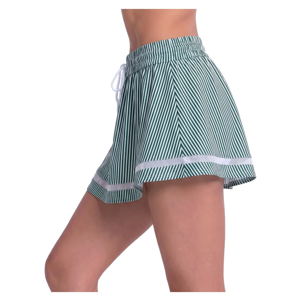 Women's High Waist Seersucker Tennis Skort Team Green, Lucky In Love, Tennis Express, CB822-300F26-1
