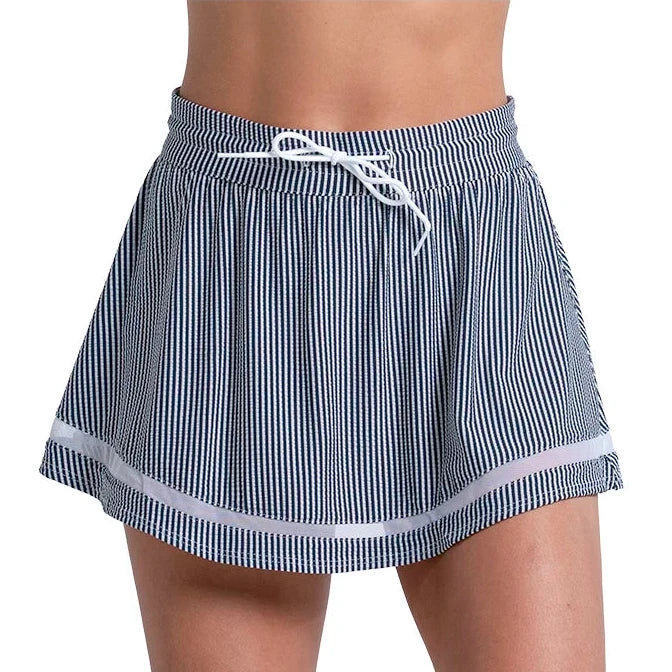 Women's High Waist Seersucker Tennis Skort,Apparel,Lucky In Love,401 Midnight,XS,Tennis Express,CB822-401