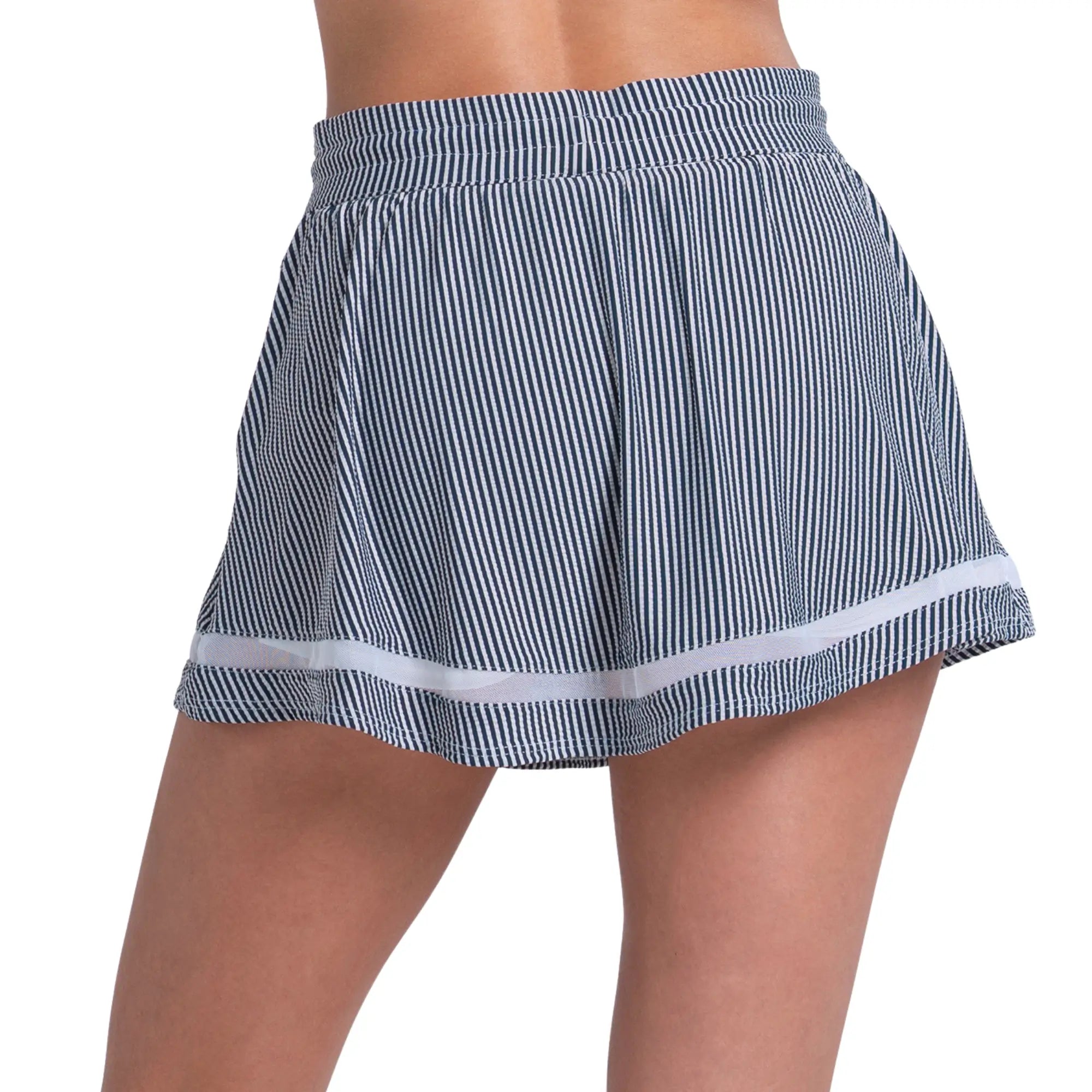 Women's High Waist Seersucker Tennis Skort Midnight,Apparel,Lucky In Love,,,Tennis Express,CB822-401F26_4