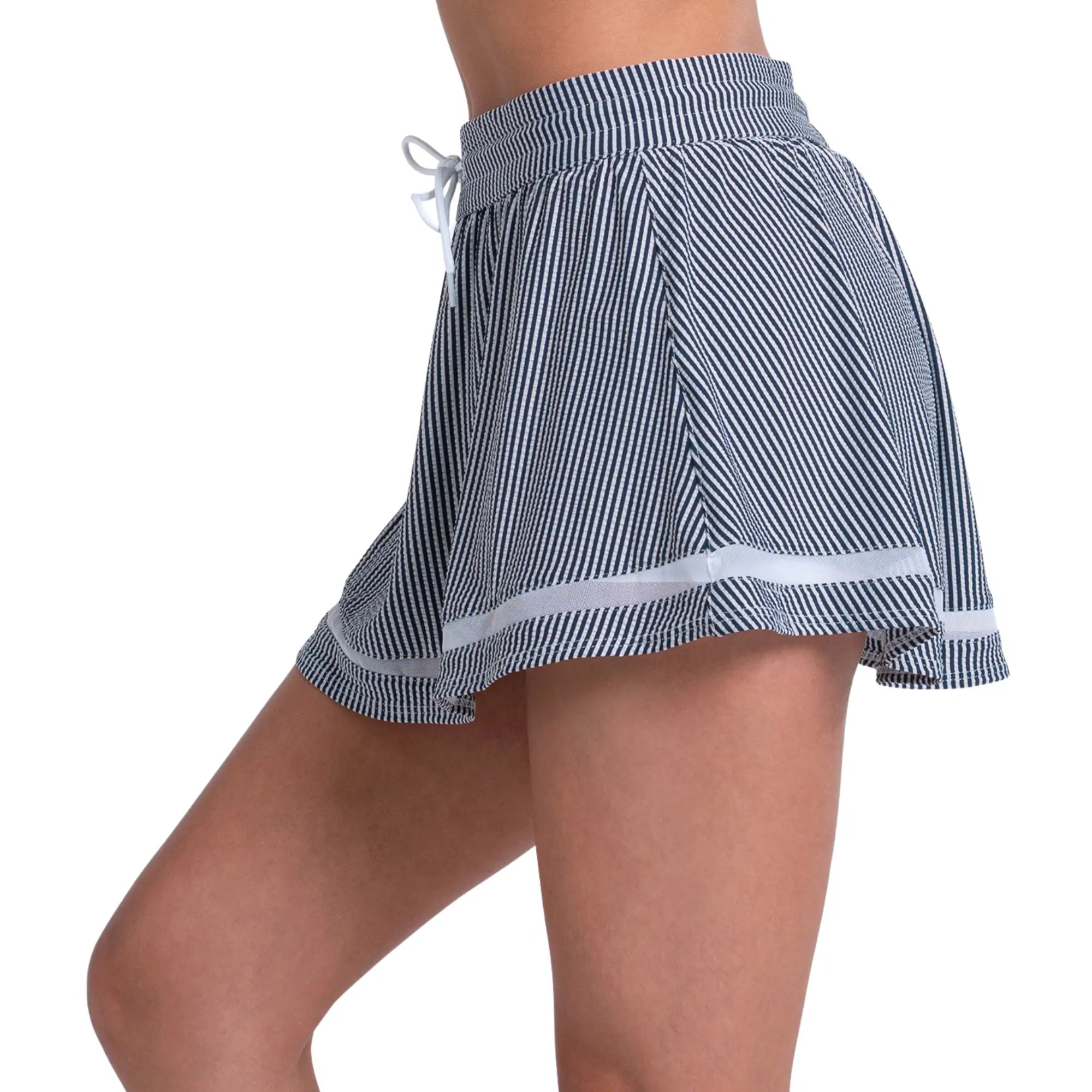 Women's High Waist Seersucker Tennis Skort Midnight,Apparel,Lucky In Love,,,Tennis Express,CB822-401F26_5