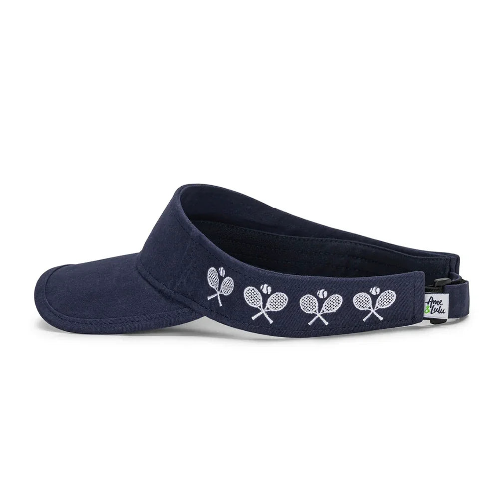 Women's Country Club Visor w/ Crossed Racquets-Apparel-Ame and Lulu-CCV-CR-Navy-Tennis Express