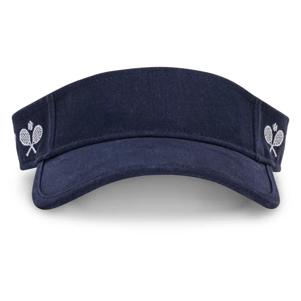 Women's Country Club Visor w/ Crossed Racquets-Apparel-Ame and Lulu-CCV-CR-Navy1-Tennis Express