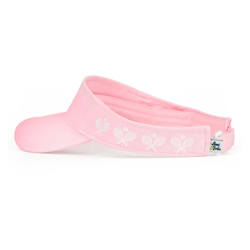 Women's Country Club Visor w/ Crossed Racquets-Apparel-Ame and Lulu-CCV-CR-Pink-Tennis Express