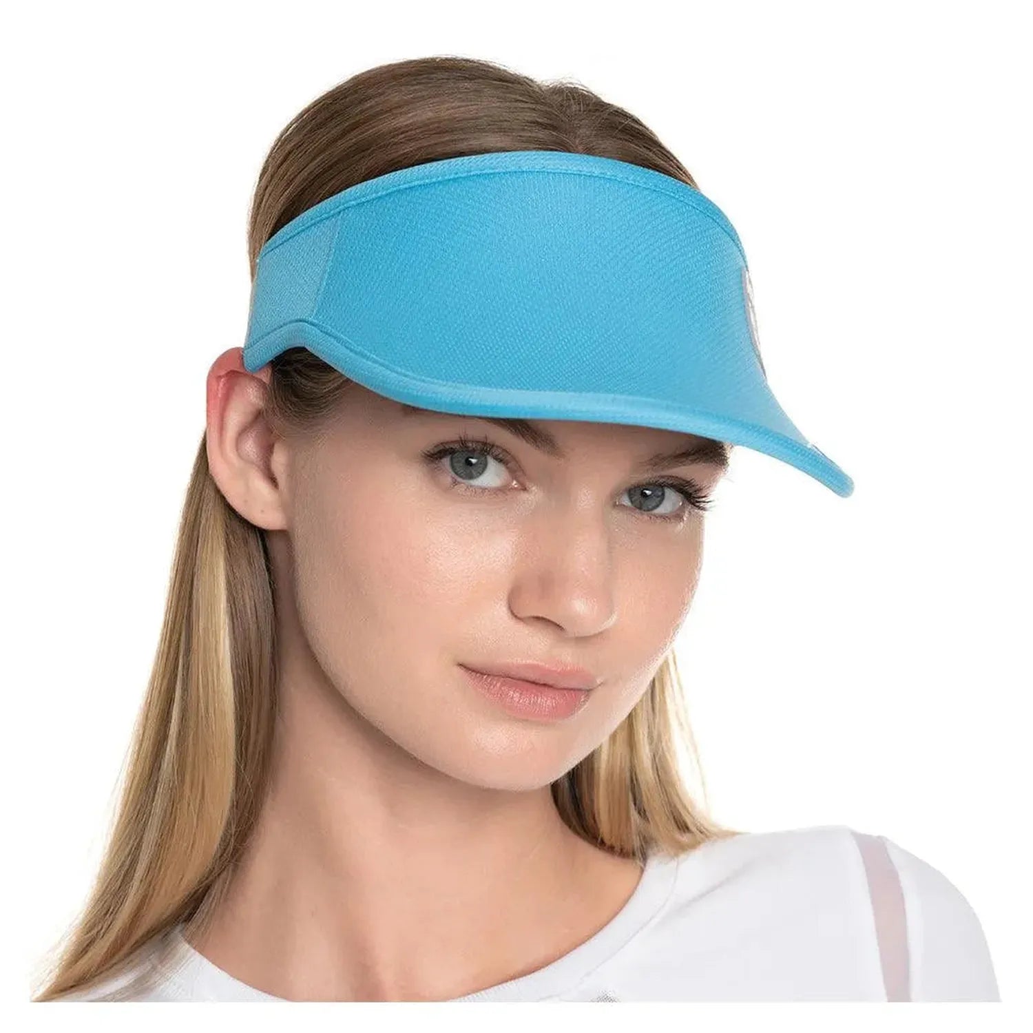 Women's Lucky Logo Stretch Tennis Visor-Apparel-Lucky In Love-CH011-B-447-1-Tennis Express