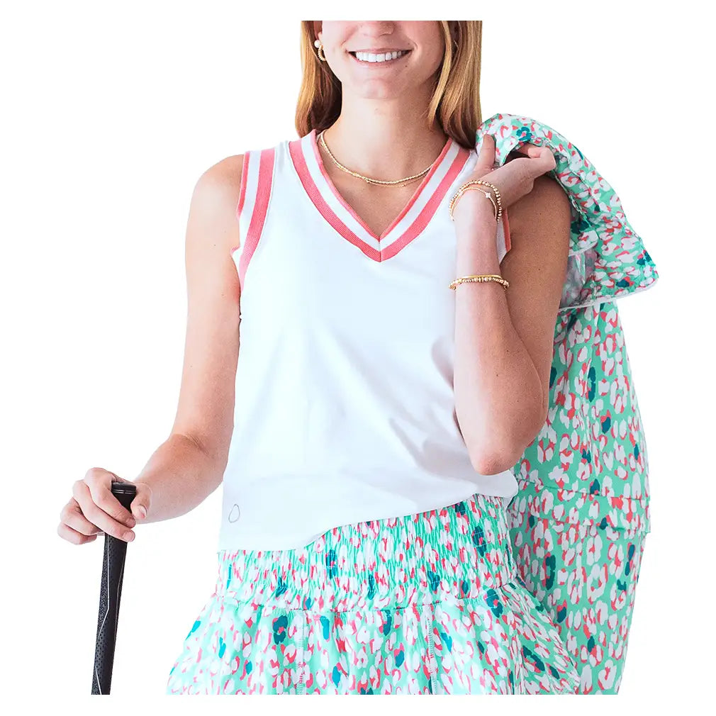 Women's Claire Tennis Tank White-Apparel-Bubble-CLRS-3-Tennis Express