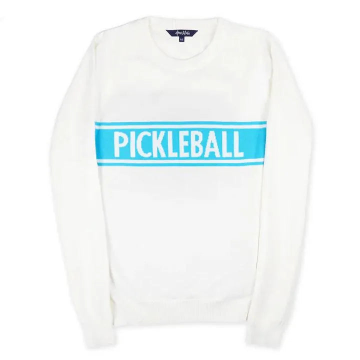 Women's Club Sport Pickleball Sweater White and Light Blue-Apparel-Ame and Lulu-CSS-P-S25-Tennis Express