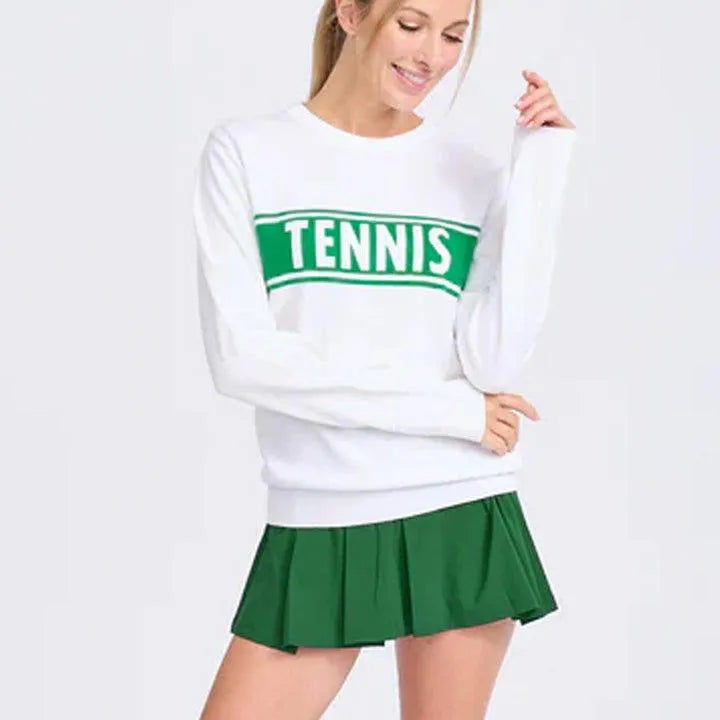 Women's Club Sport Tennis Sweatshirt White and Green-Apparel-Ame and Lulu-CSS-T-S25-1-Tennis Express
