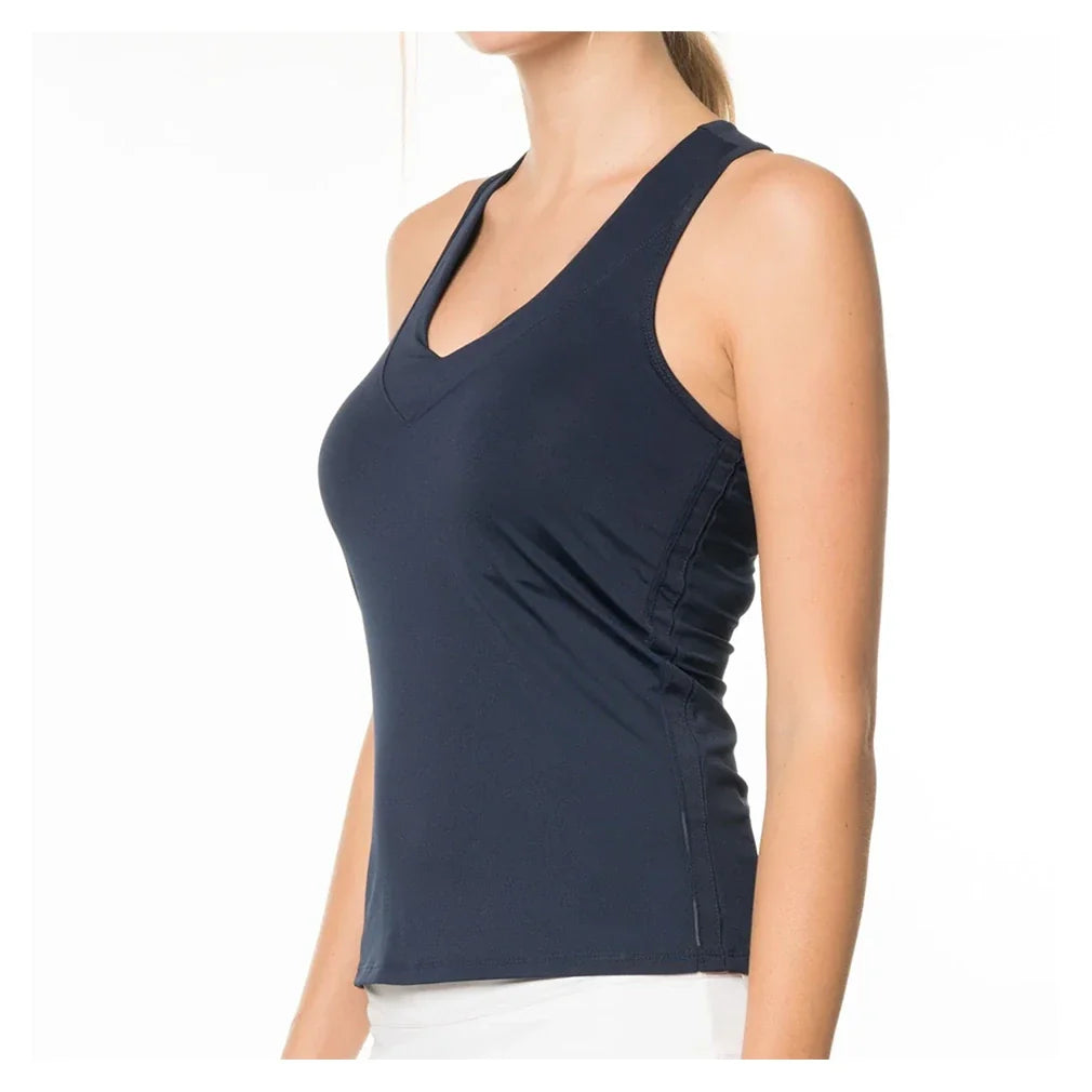 Women's V-Neck Tennis Tank with Bra,Apparel,Lucky In Love,,,Tennis Express,CT60-B-N1