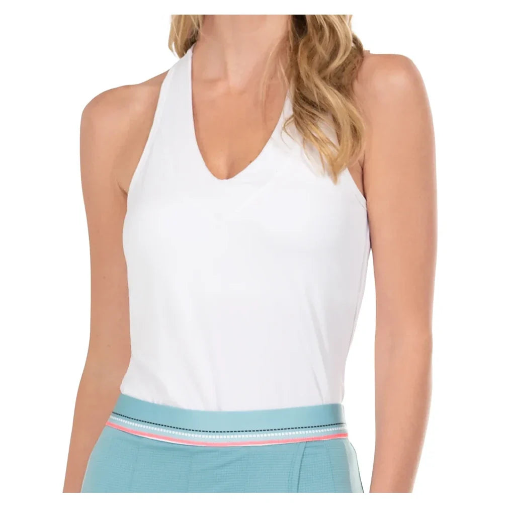 Women's V-Neck Tennis Tank with Bra,Apparel,Lucky In Love,White,XS,Tennis Express,CT60-B-W