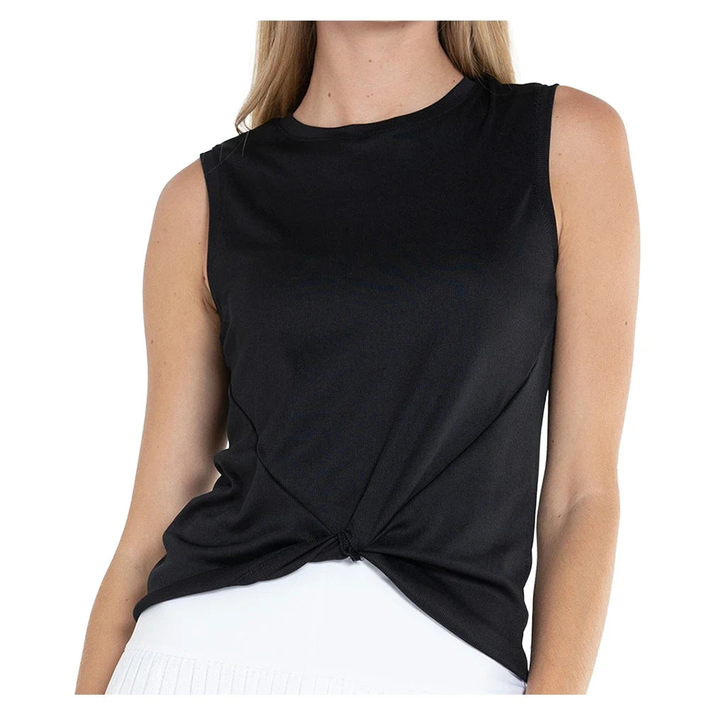 Women's Twist Front Tennis Tank,Apparel,Lucky In Love,Black,XS,Tennis Express,CT701-001