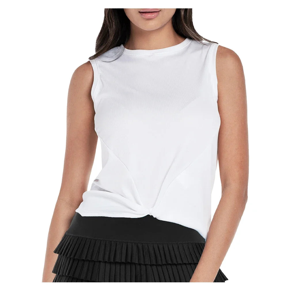 Women's Twist Front Tennis Tank,Apparel,Lucky In Love,White,XS,Tennis Express,CT701-B-white
