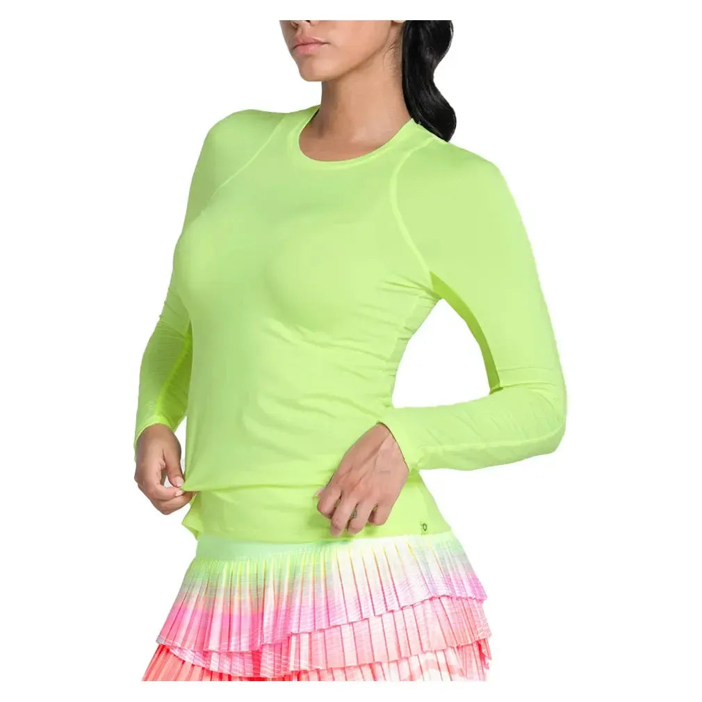 Women's LUV Breeze Long Sleeve Tennis Top Lemon Frost-Apparel-Lucky In Love-CT908-718-1-Tennis Express