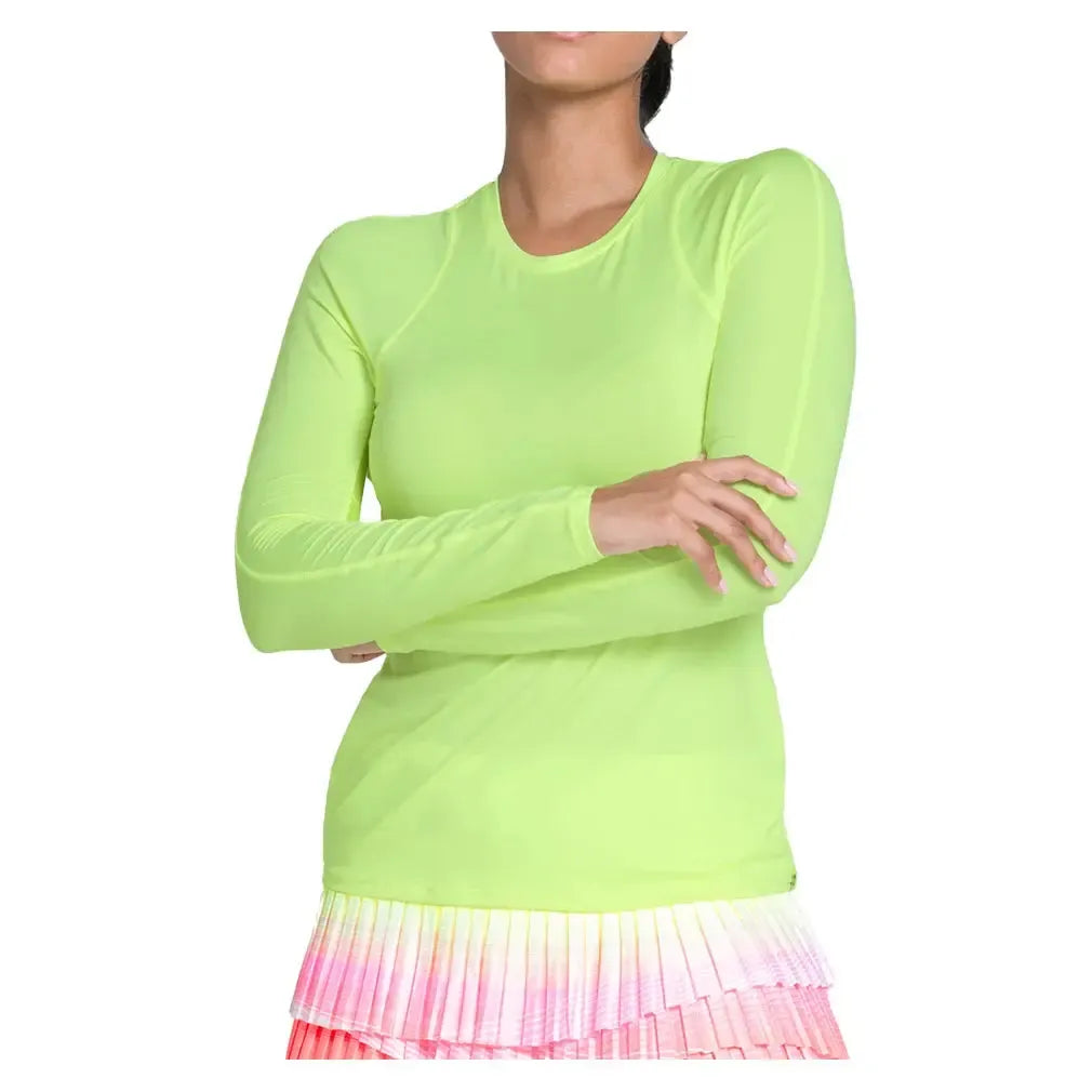 Women's LUV Breeze Long Sleeve Tennis Top Lemon Frost-Apparel-Lucky In Love-CT908-718-2-Tennis Express