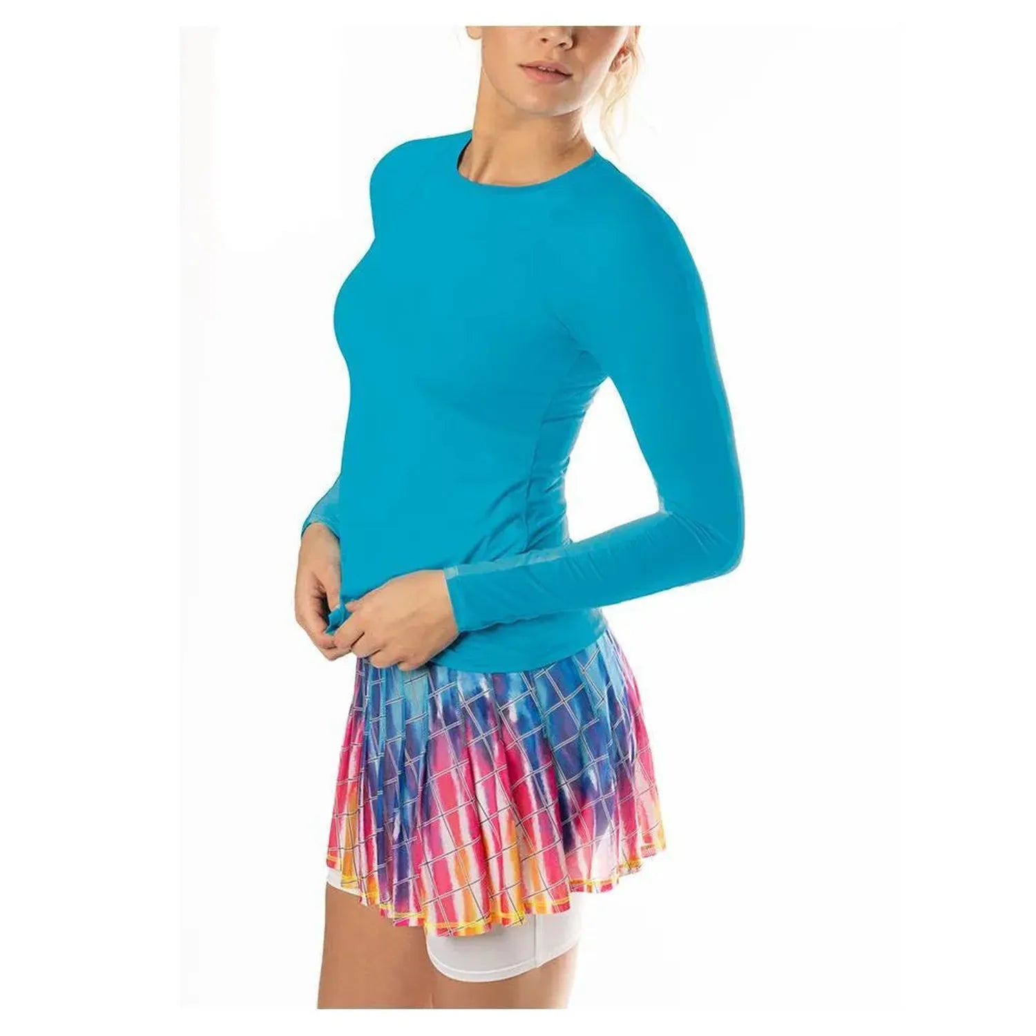 Women's LUV Breeze Long Sleeve Tennis Crew-Apparel-Lucky In Love-CT908-NF22-808-5-Tennis Express