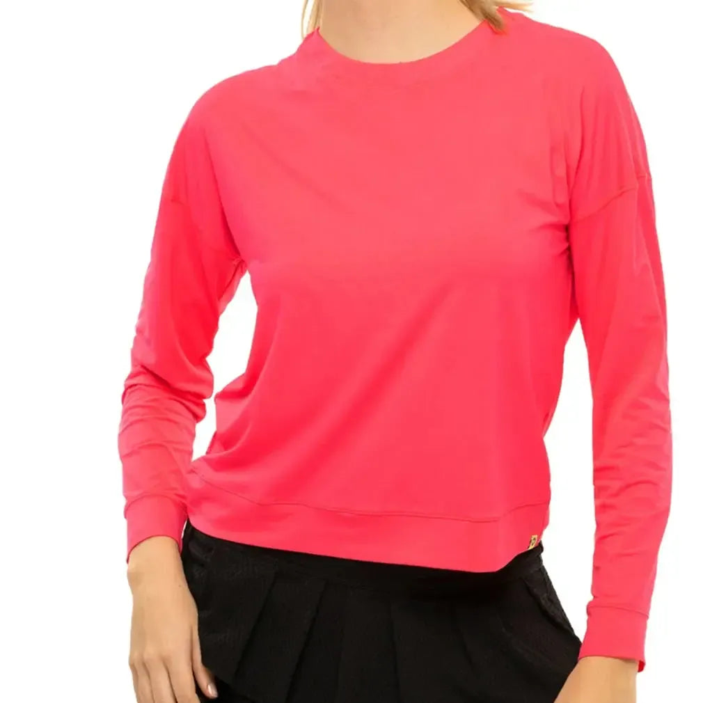 Women's LUV Hype Long Sleeve Tennis Top-Apparel-Lucky In Love-CT910-B-CRush-Tennis Express
