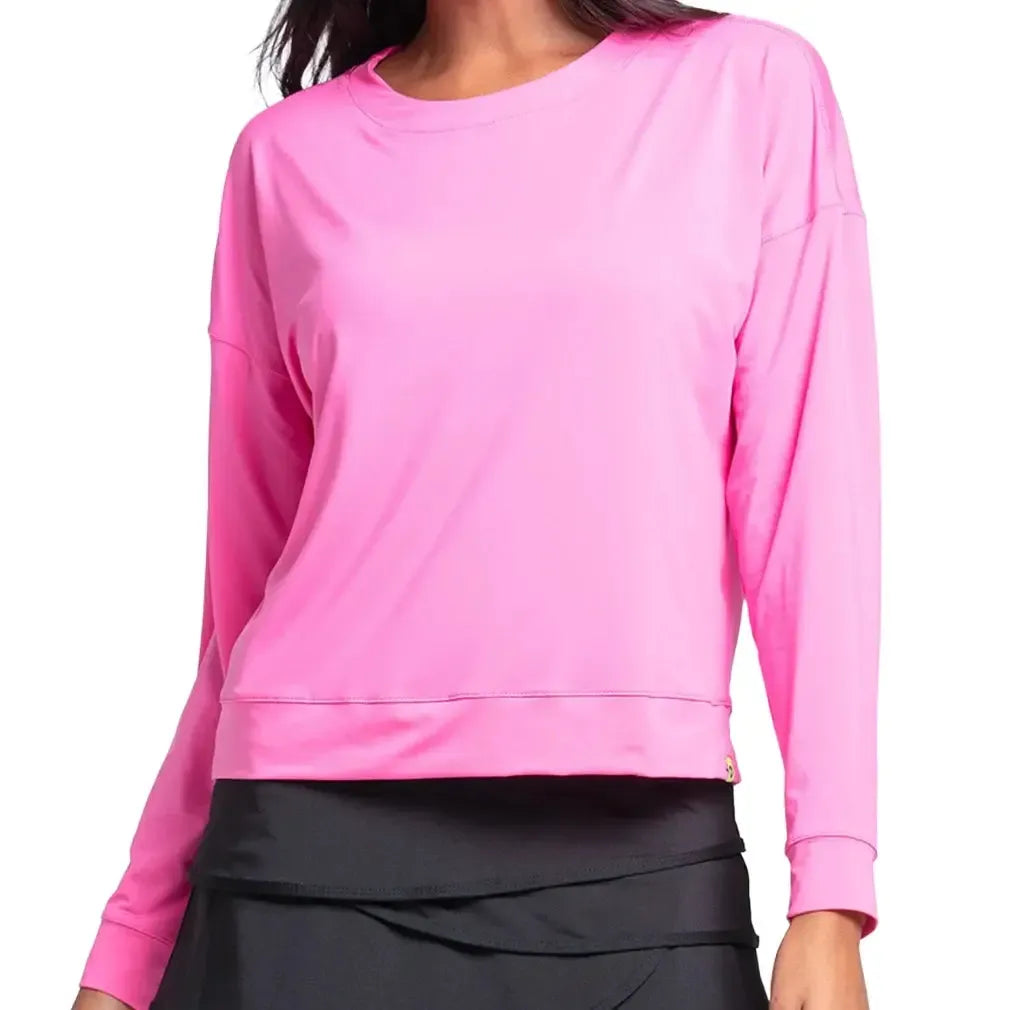 Women's LUV Hype Long Sleeve Tennis Top-Apparel-Lucky In Love-CT910-B-TAf-Tennis Express