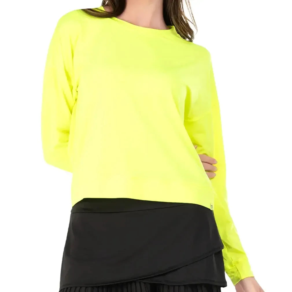 Women's LUV Hype Long Sleeve Tennis Top-Apparel-Lucky In Love-CT910-B-Yellow-Tennis Express