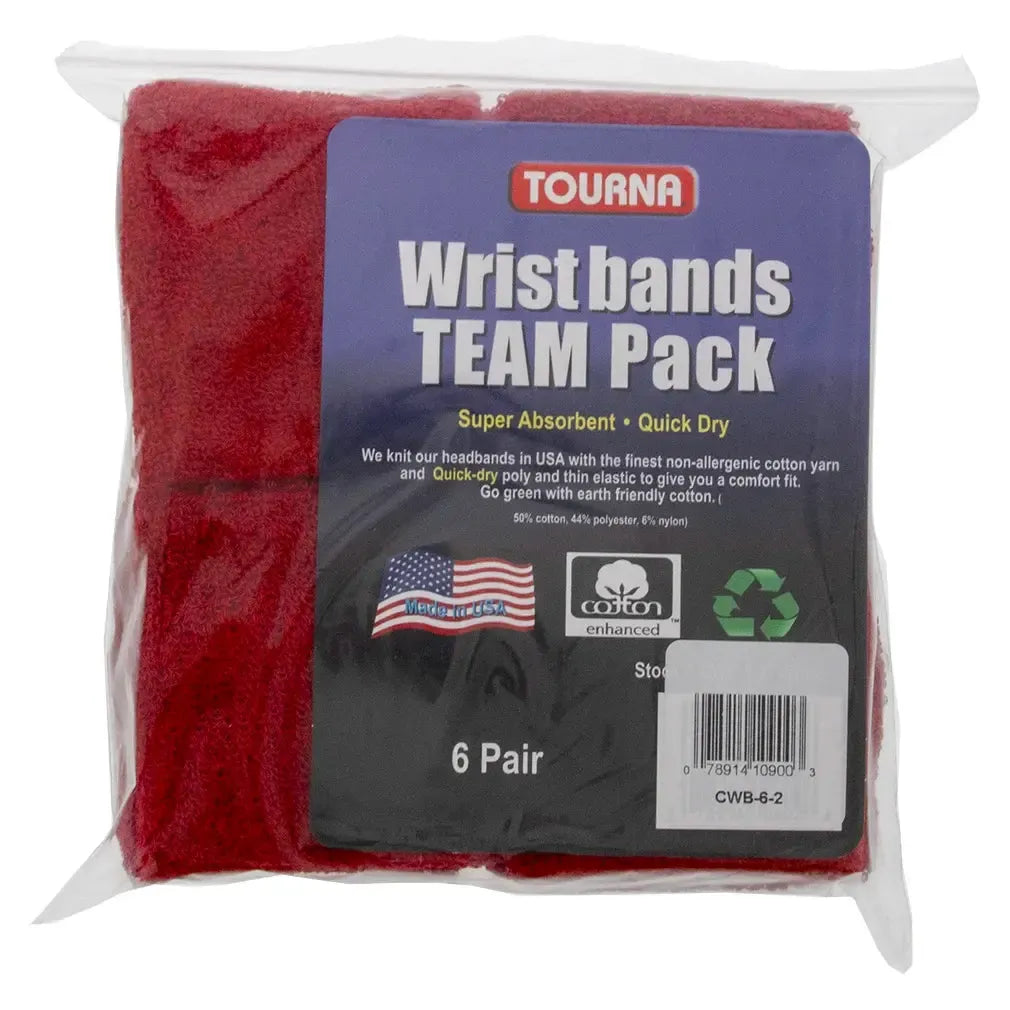 Team Pack Tennis Wristbands 6 Pair-Accessories-Tourna-CWB08copy-Tennis Express