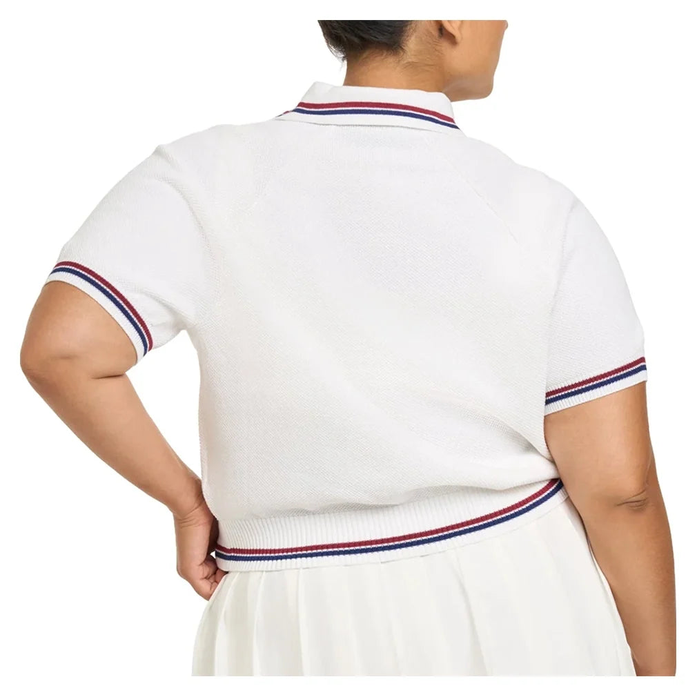 Women's Aceline Cropped Tennis Polo White,Apparel,Courting,,,Tennis Express,CWSS26CP01-2