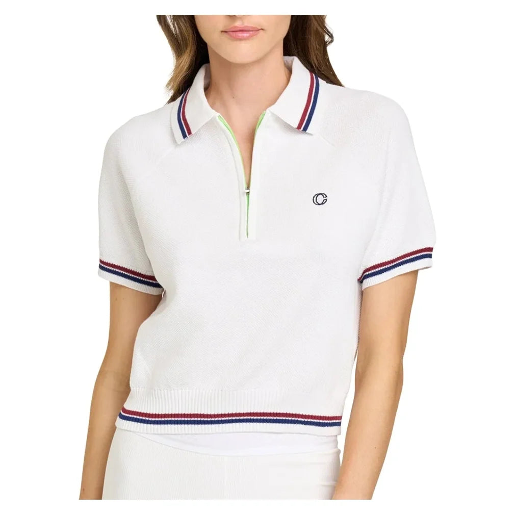 Women's Aceline Cropped Tennis Polo White,Apparel,Courting,White,XS,Tennis Express,CWSS26CP01