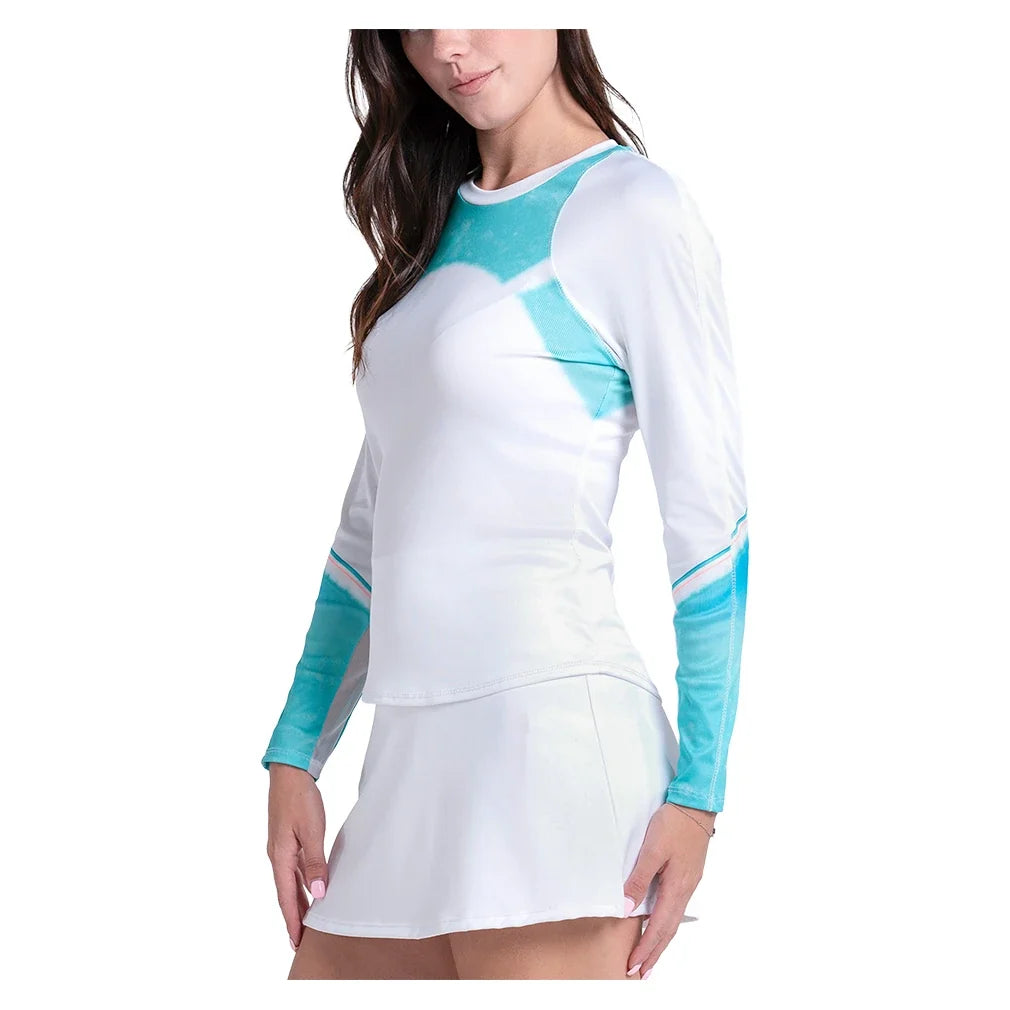 Women's Sun Beat Long Sleeve Tennis Top White,Apparel,Lucky In Love,,,Tennis Express,CX003-14F110-2