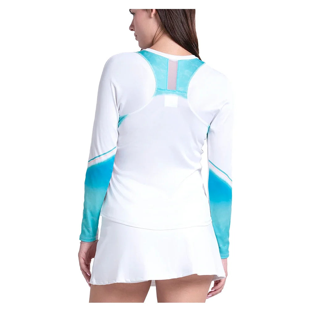 Women's Sun Beat Long Sleeve Tennis Top White,Apparel,Lucky In Love,,,Tennis Express,CX003-14F110-3