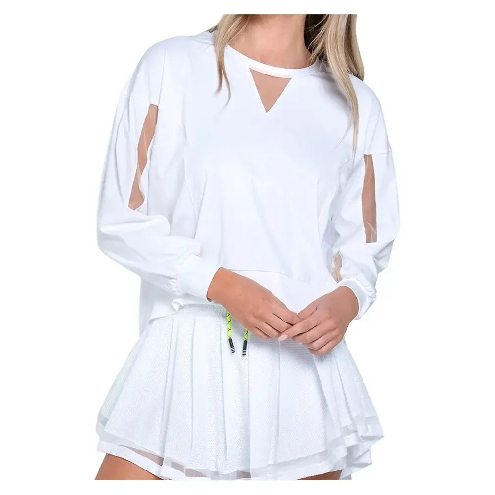 Women's Be Tulle Tennis Throw Over-Apparel-Lucky In Love-CX011-B-White-Tennis Express