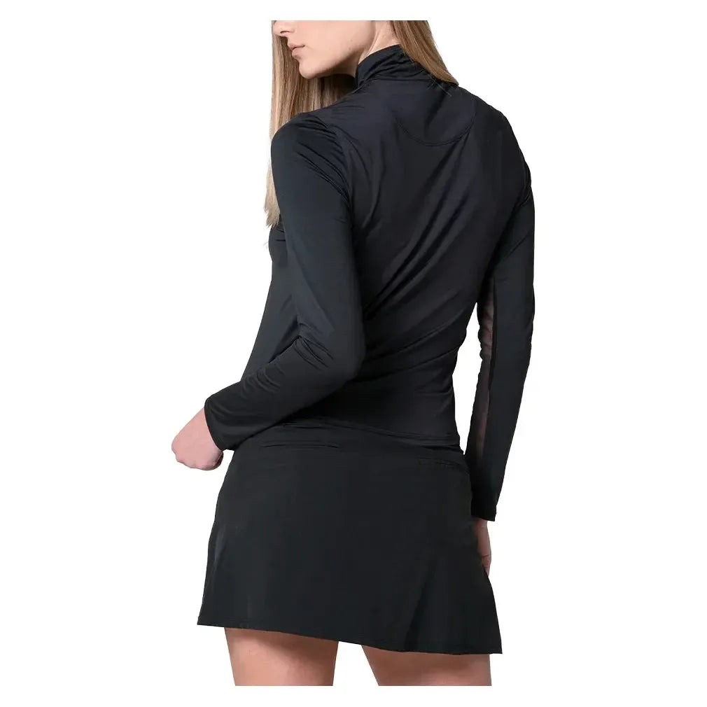 Women's Free Play Zip Long Sleeve Tennis Top Black-Apparel-Lucky In Love-CX034-001F25-4-Tennis Express