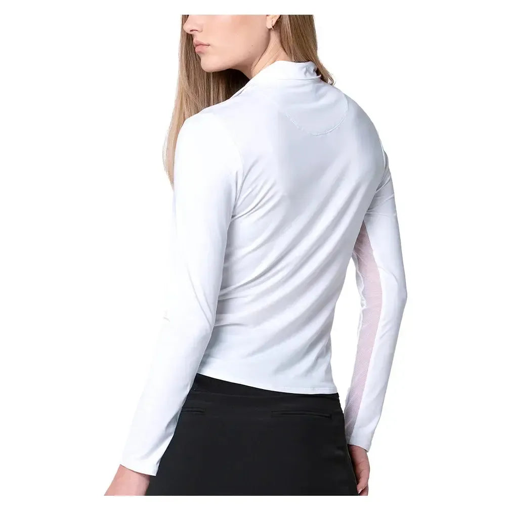 Women's Free Play Zip Long Sleeve Tennis Top White-Apparel-Lucky In Love-CX034-110F25-4-Tennis Express