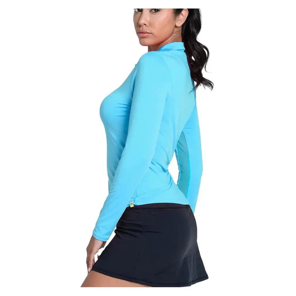 Women's LUV Free Play Zip Long Sleeve Tennis Top Parrot-Apparel-Lucky In Love-CX034-447-Tennis Express