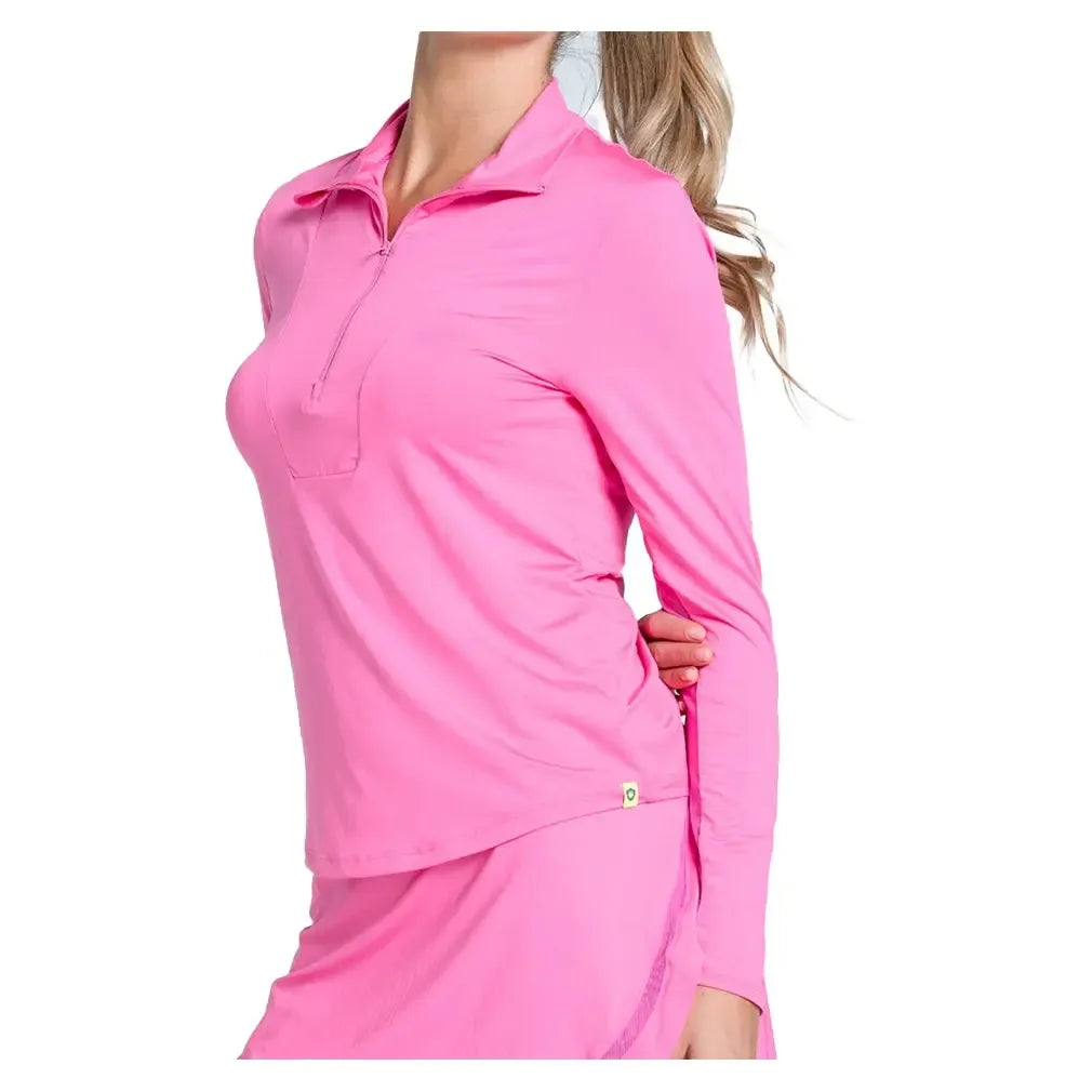 Women's LUV Free Play Zip Long Sleeve Tennis Top Taffy-Apparel-Lucky In Love-CX034-695S25-1-Tennis Express