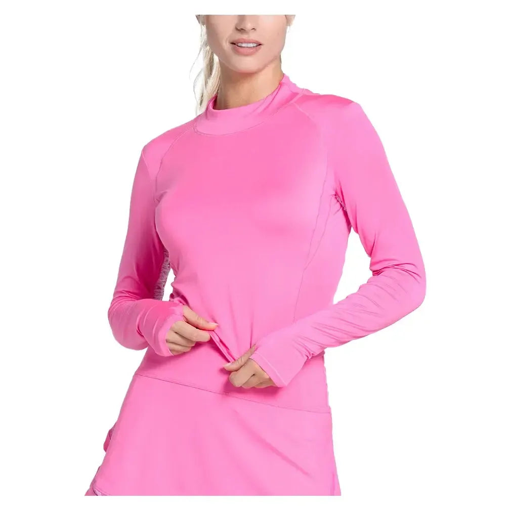 Women's Mock Neck Hip Fit Long Sleeve Tennis Top Taffy-Apparel-Lucky In Love-CX073-695S25-2-Tennis Express