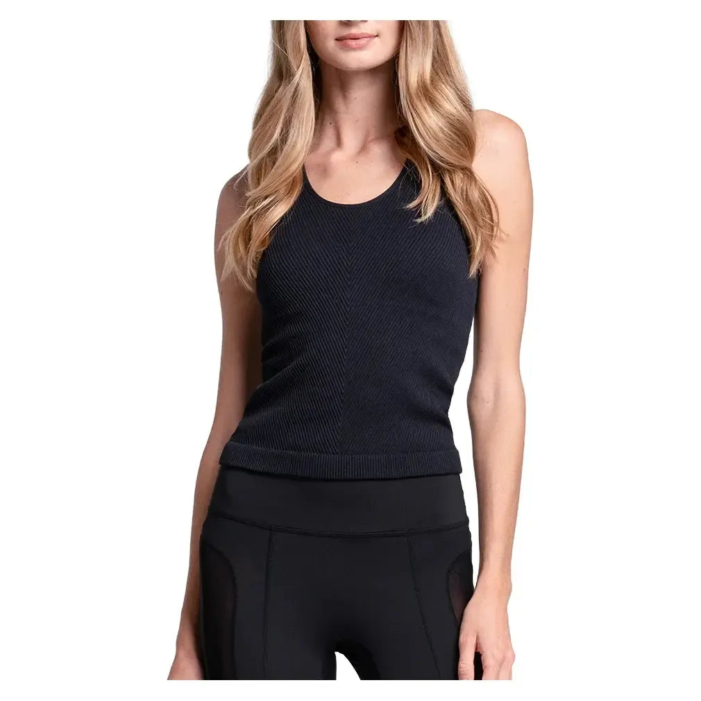 Women's Seamless Scoop Neck Tennis Tank With Bra-Apparel-Lucky In Love-CX076-F25-Tennis Express