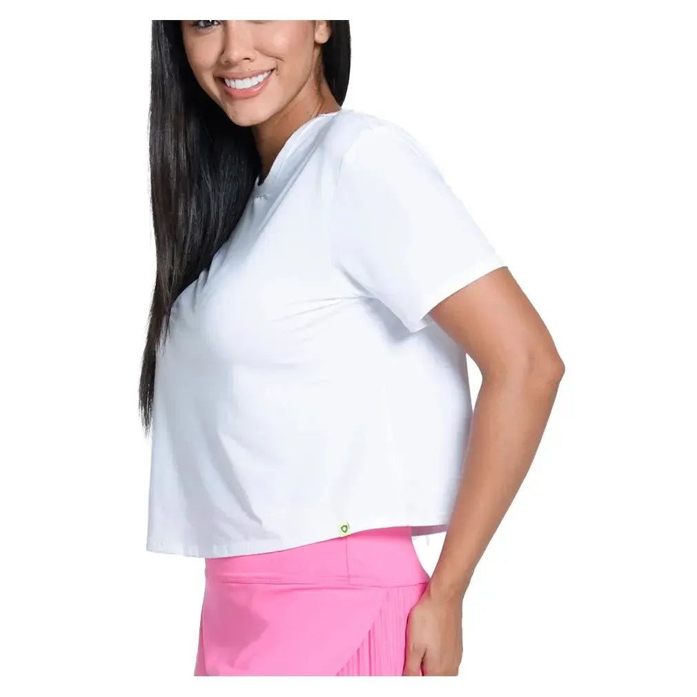 Women's LUV Power Box Tennis Top White-Apparel-Lucky In Love-CX095-110S25-1-Tennis Express
