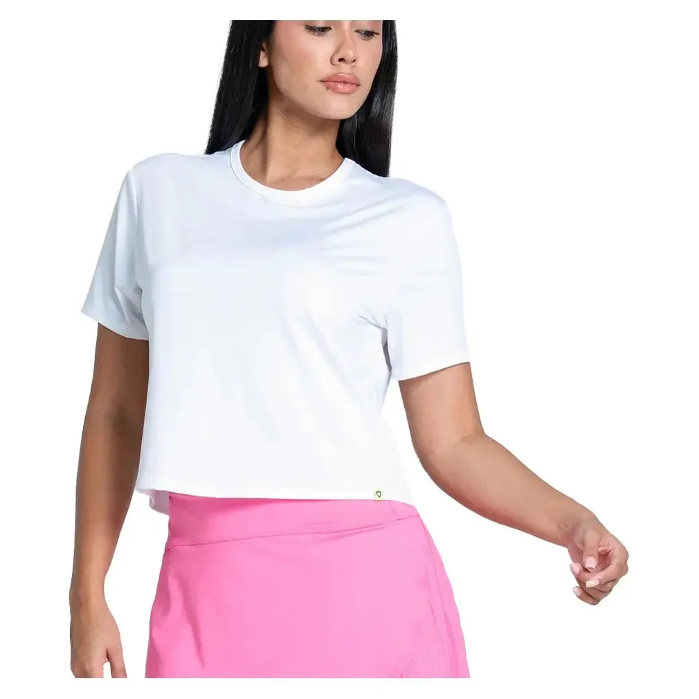 Women's LUV Power Box Tennis Top White-Apparel-Lucky In Love-CX095-110S25-Tennis Express