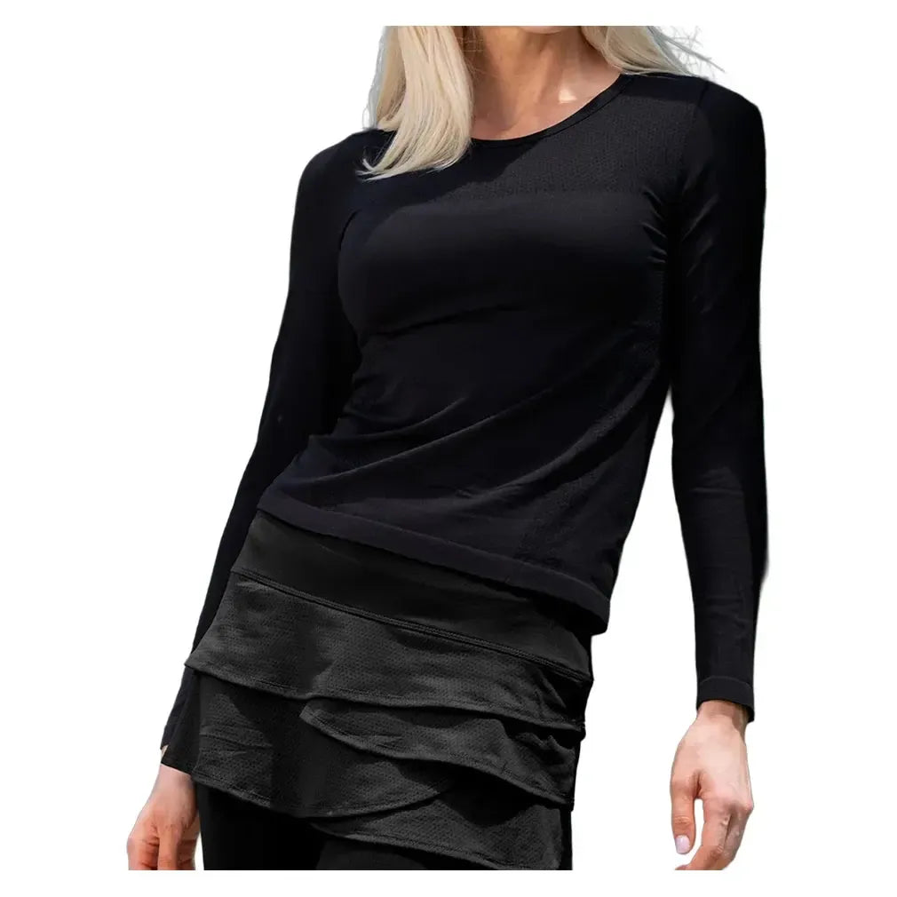 Women's Seamless Long Sleeve Tennis Top-Apparel-Lucky In Love-CX104-100-Tennis Express