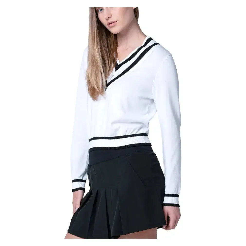 Women's Victory V-Neck Tennis Sweater-Apparel-Lucky In Love-CX105-121-1-Tennis Express