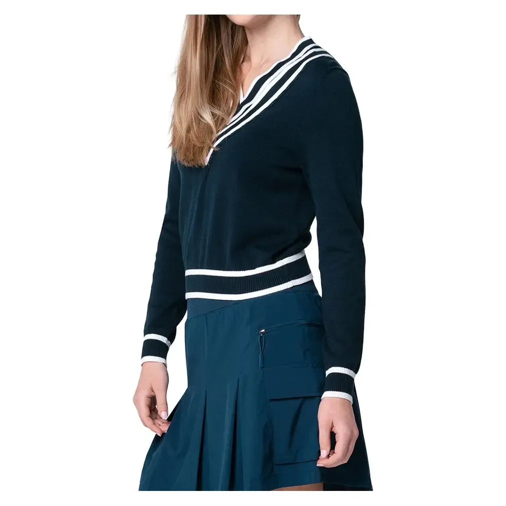 Women's Victory V-Neck Tennis Sweater-Apparel-Lucky In Love-CX105-122-1-Tennis Express