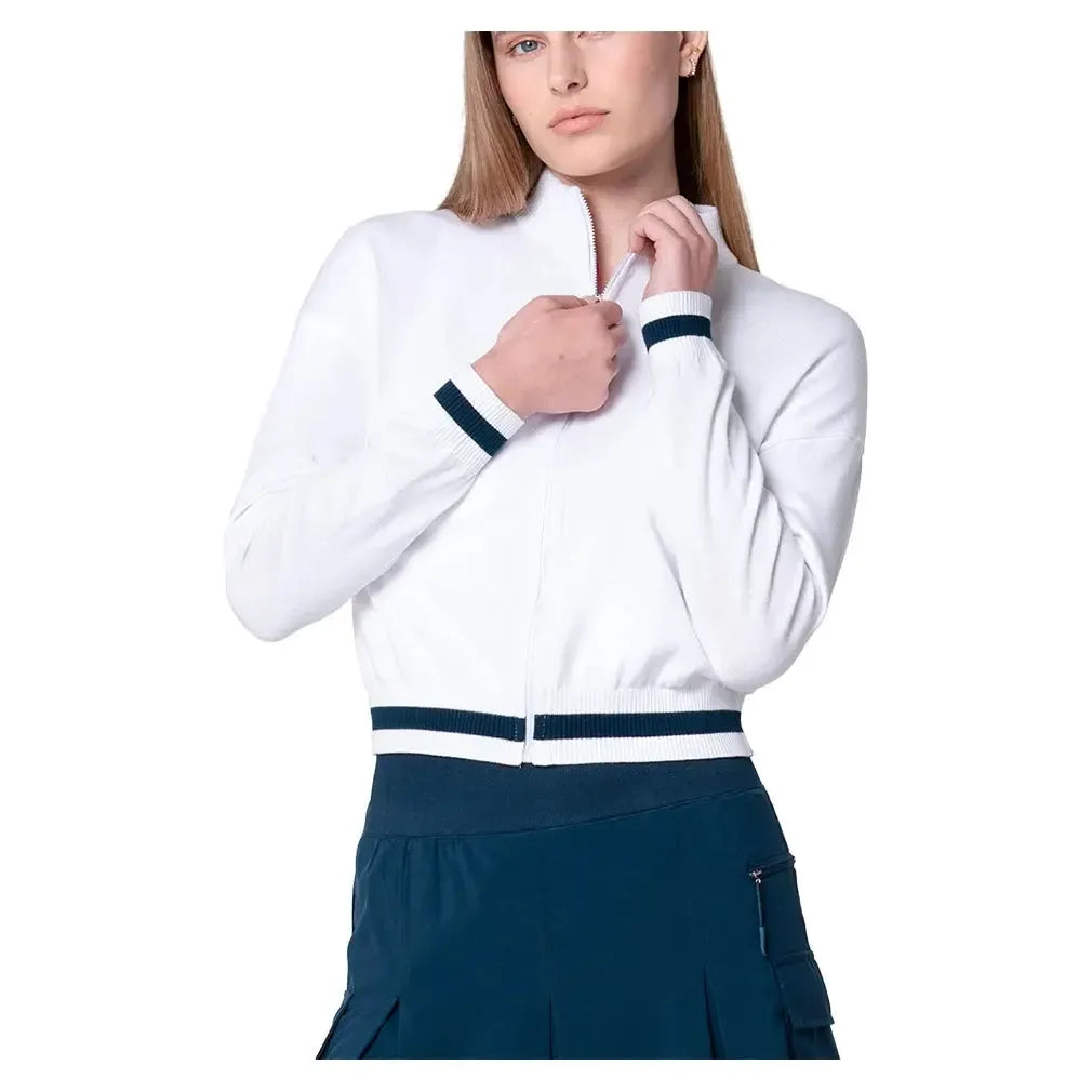 Women's Rally Mock Neck Tennis Cardigan-Apparel-Lucky In Love-CX106-122-Tennis Express