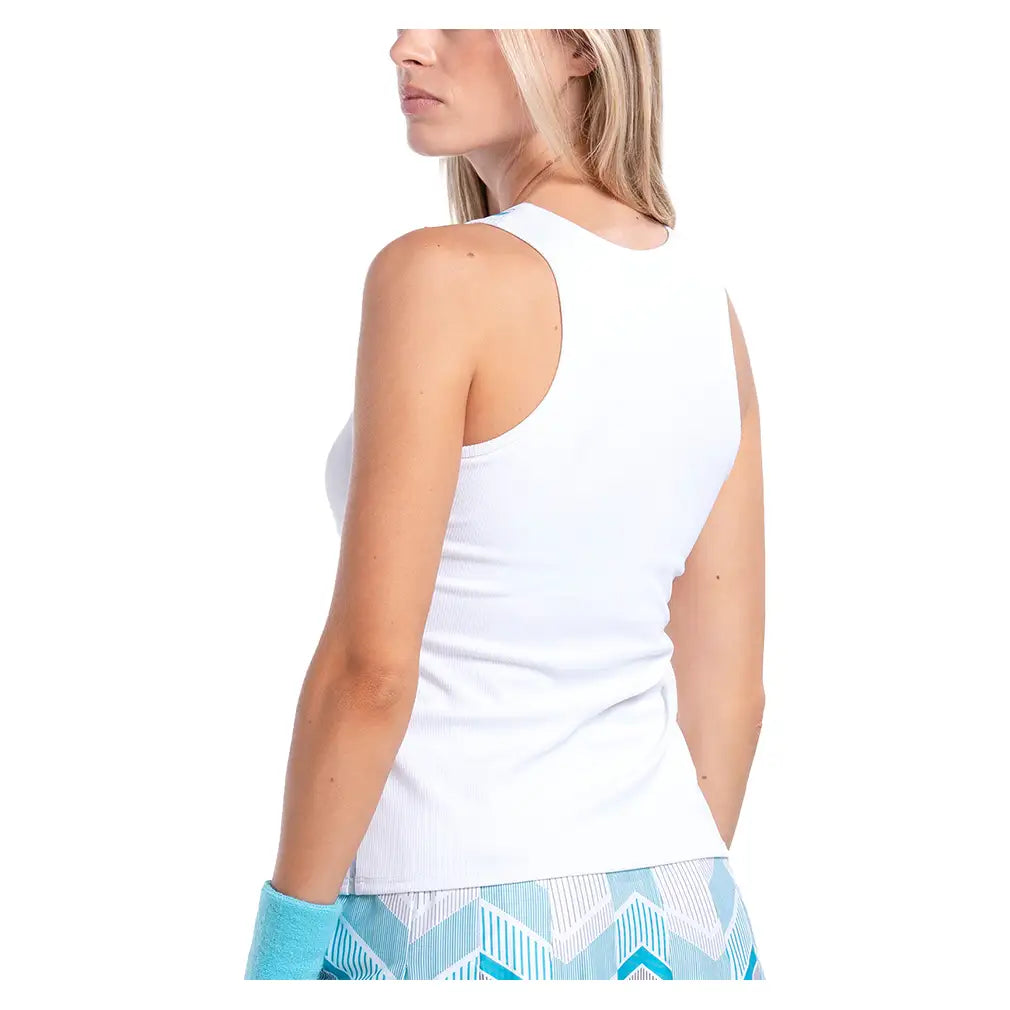 Women's Lavish Stripe Tennis Tank White,Apparel,Lucky In Love,,,Tennis Express,CX146-20F110-4
