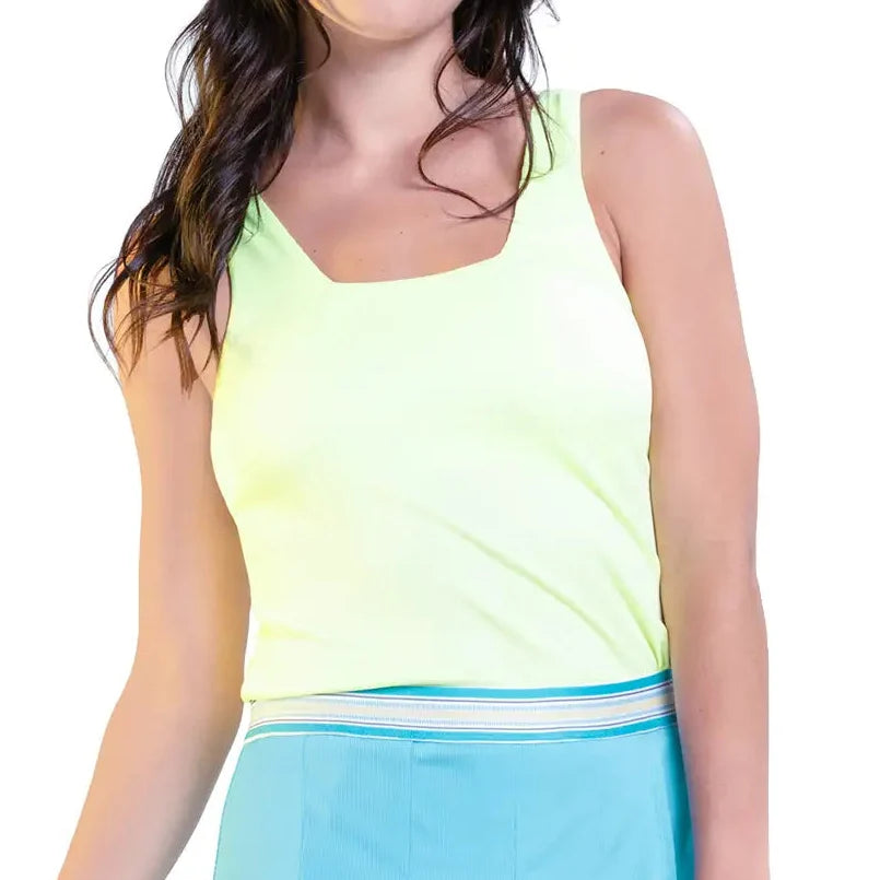 Women's Squared Up Tennis Tank Lemon Frost,Apparel,Lucky In Love,Lemon Frost,XS,Tennis Express,CX153-718-3