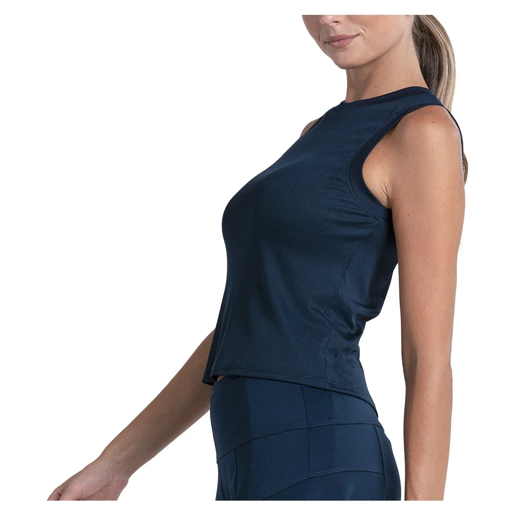 Women's Hip Fit Rib Tennis Muscle Tank-Apparel-Lucky In Love-CX175-401-1-Tennis Express