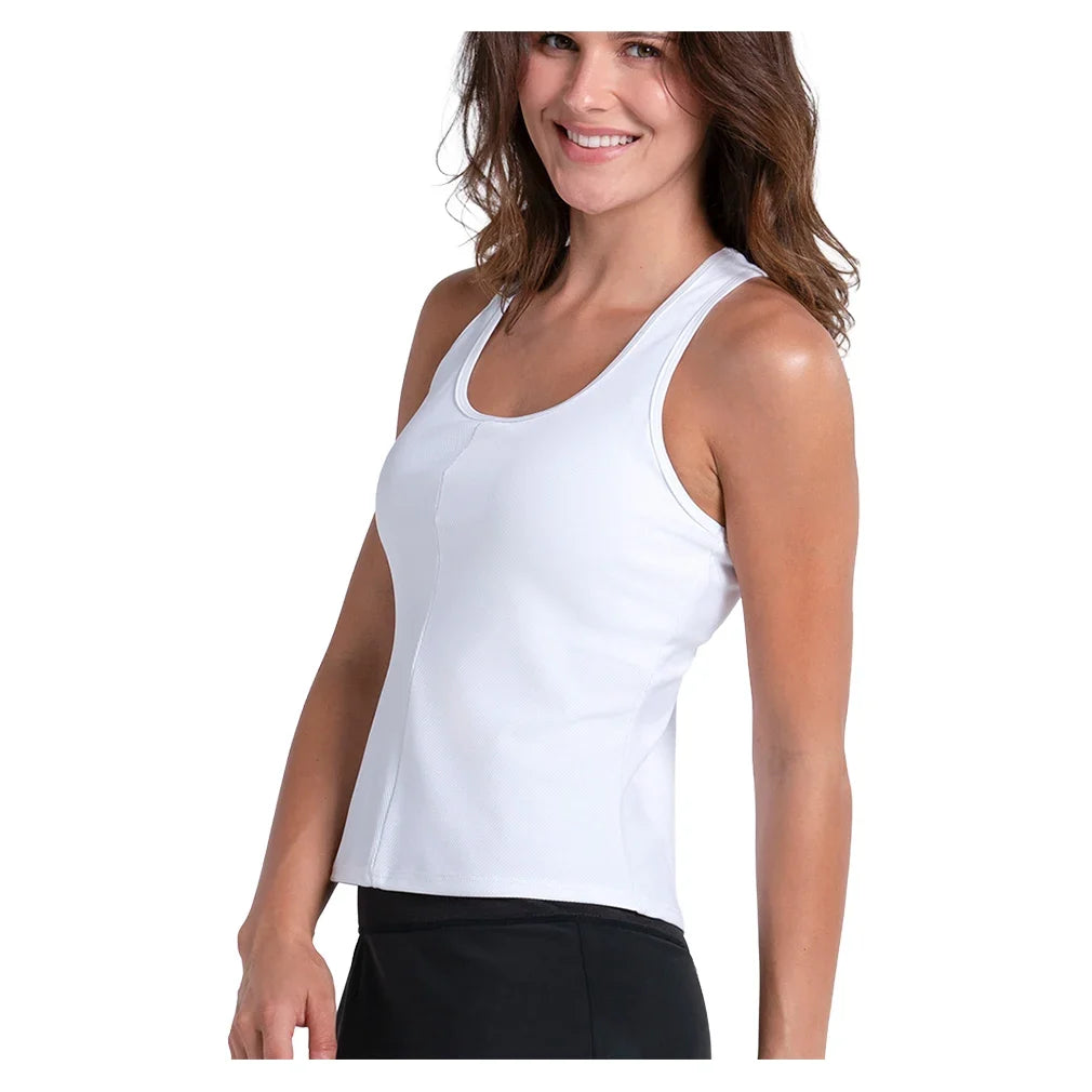 Women's Scoop Neck Rib Tennis Tank with Bra-Apparel-Lucky In Love-CX176-110-1-Tennis Express