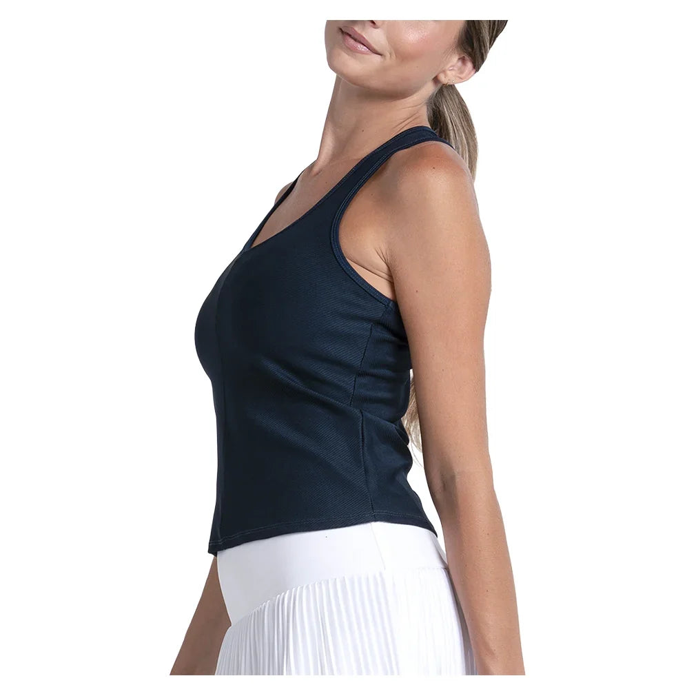 Women's Scoop Neck Rib Tennis Tank with Bra-Apparel-Lucky In Love-CX176-401-1-Tennis Express