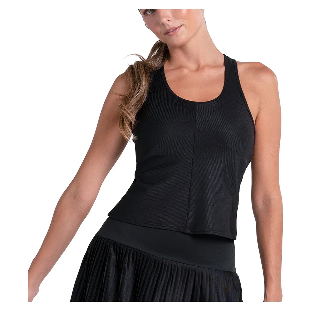 Women's Scoop Neck Rib Tennis Tank with Bra-Apparel-Lucky In Love-CX176-708383Tennis Express