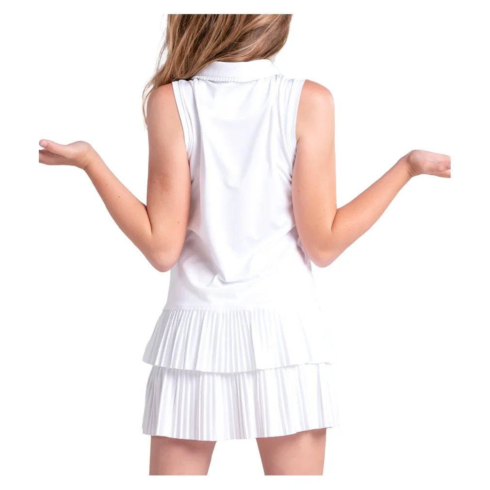 Girls' Match Pleated Polo Tennis Dress-Apparel-Lucky In Love-D23-110-2-Tennis Express