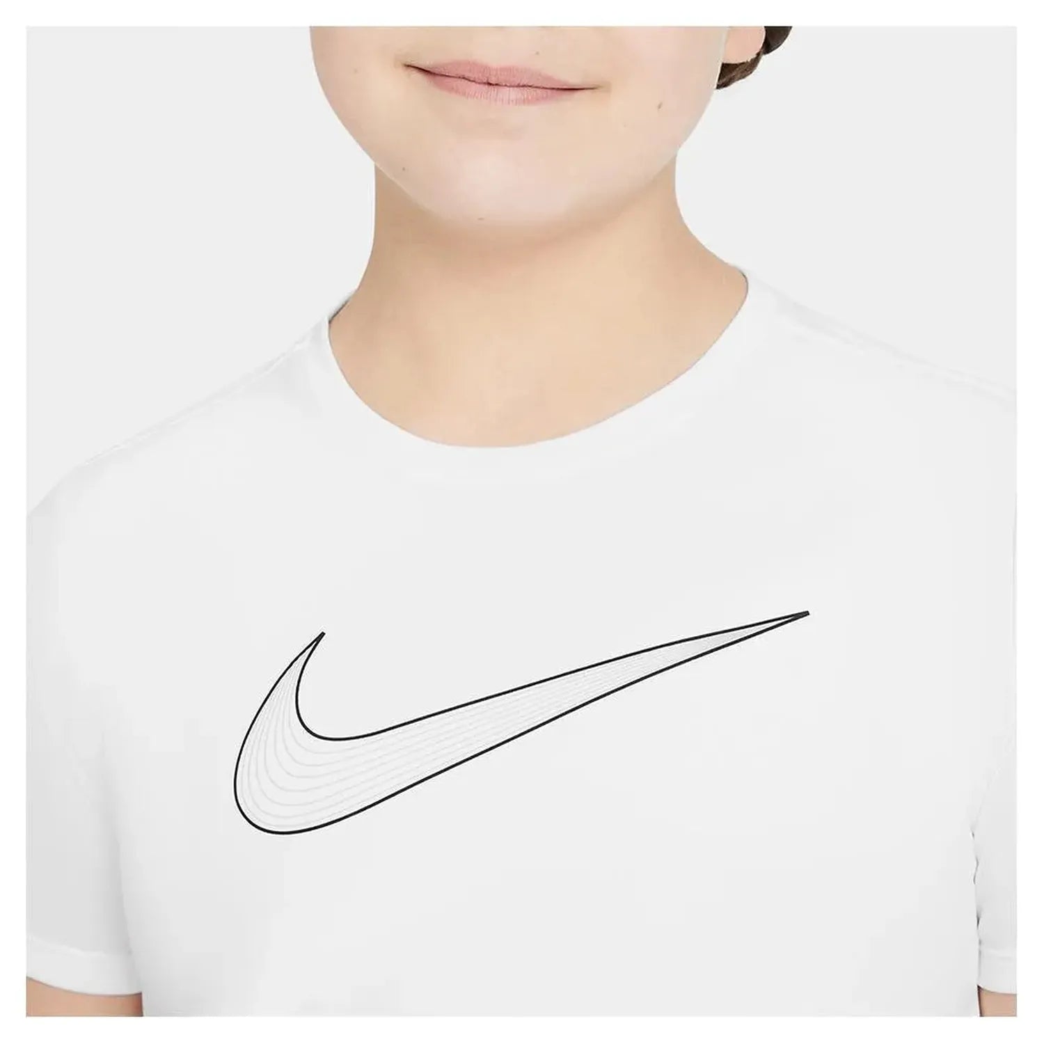 Girls' Dri-FIT One Short-Sleeve Training Top White and Black-Apparel-Nike-DD7639-100-Tennis Express