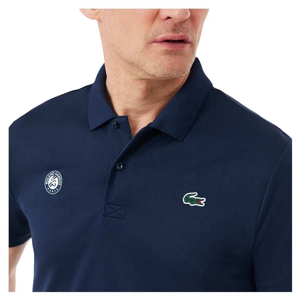 Men's Roland Garros Daniil Medvedev Tennis Polo Navy,Apparel,Lacoste,,,Tennis Express,DH0334-166-1