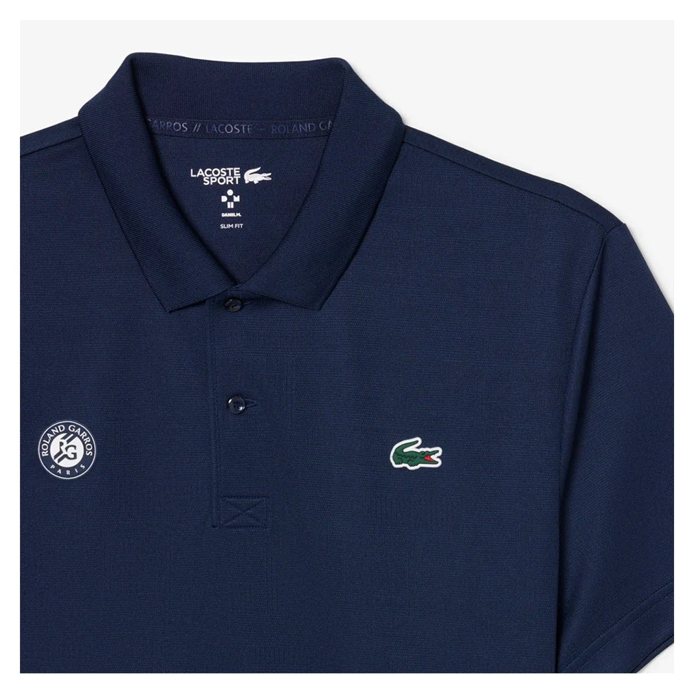 Men's Roland Garros Daniil Medvedev Tennis Polo Navy,Apparel,Lacoste,,,Tennis Express,DH0334-166-3